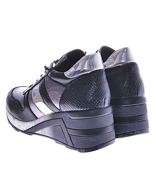Czarne trampki sneakersy na koturnie /F5-2 12450 T415/