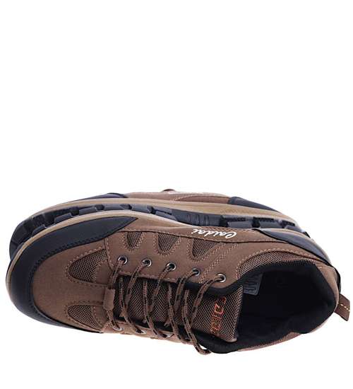 Sznurowane męskie buty trekkingowe Khaki /C6-1 14782 T481/