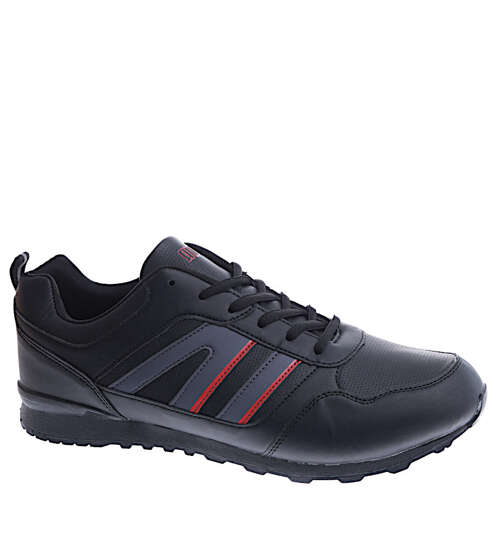 Sznurowane czarne buty sportowe /E7-1 15099 T484/