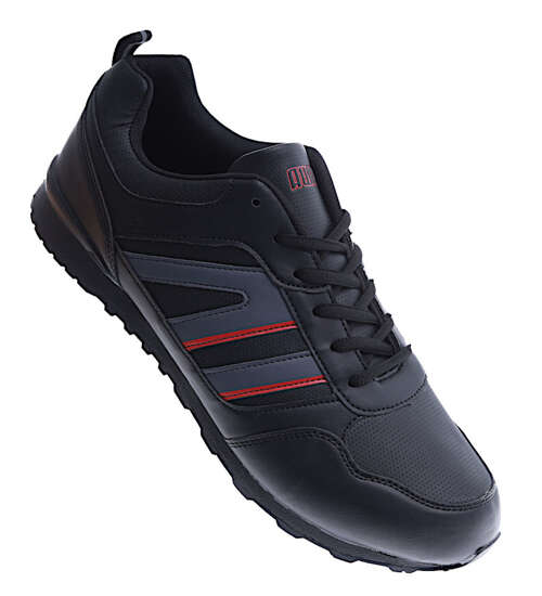Sznurowane czarne buty sportowe /E7-1 15099 T484/