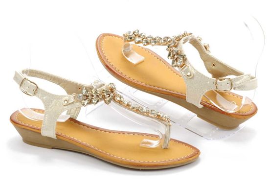 Złote sandały japonki z cyrkoniami /D8-3 Ae585 S212/