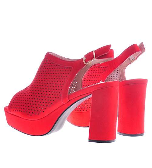 Czerwone sandały damskie na platformie /B6-2 10460 S230/