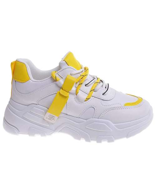 Damskie sneakersy na platformie Żółte /F5-2 10713 W381/