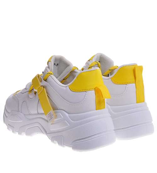 Damskie sneakersy na platformie Żółte /F5-2 10713 W381/