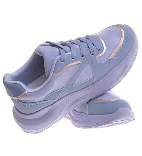 Niebieskie sneakersy damskie /E1-3 11409 W289/