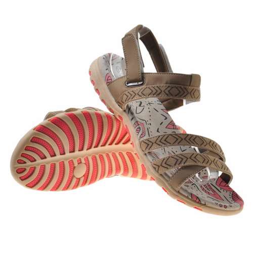 Komfortowe sandały w sportowym stylu Khaki /F8-3 11864 S293/