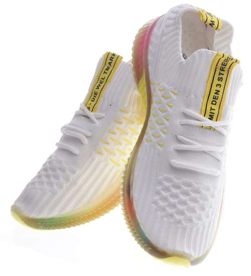 Biało żółte sportowe buty damskie /E2-3 13205 S295/
