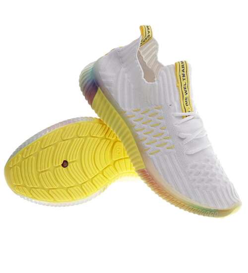Biało żółte sportowe buty damskie /E2-3 13205 S295/