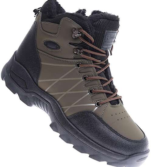 Zimowe męskie buty trekkingowe Army Green /G8-2 15385 T535/