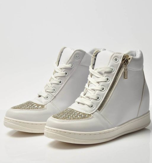 Białe trampki sneakersy na koturnie /xx 3712 S117/