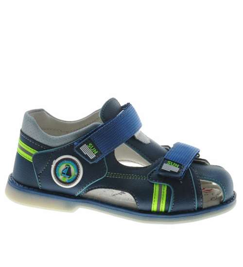 Chłopięce sandały z krytymi piętami Blue /A8-2 8961 S392/