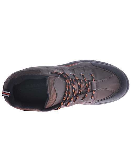 Sznurowane męskie buty trekkingowe Brązowe /D6-1 10398 S491/