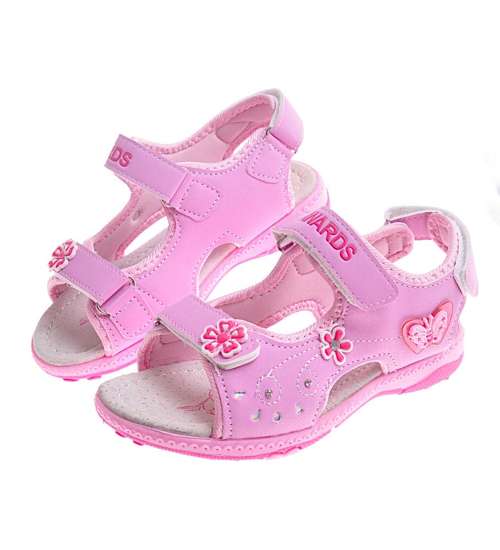 Różowe sandały dziecięce z rzepem /B6-3 12021 T393/