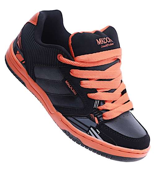 Czarno pomarańczowe damskie buty sportowe /D2-2 14793 T199/