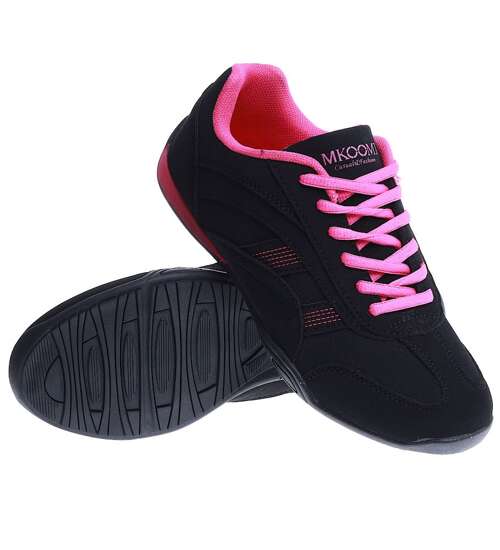 Komfortowe czarno fuksjowe buty sportowe /G1-2 14992 S341/