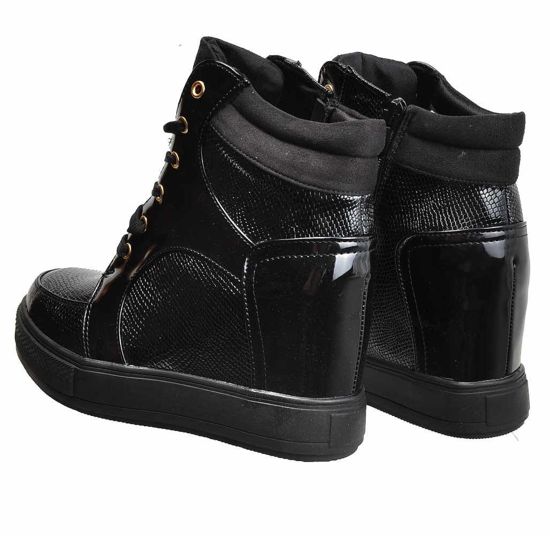 Czarne trampki sneakersy na obcasie /X2-2 2387 S2/
