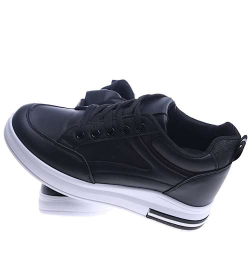 Czarne trampki sneakersy na koturnie /E8-1 13963 T405/