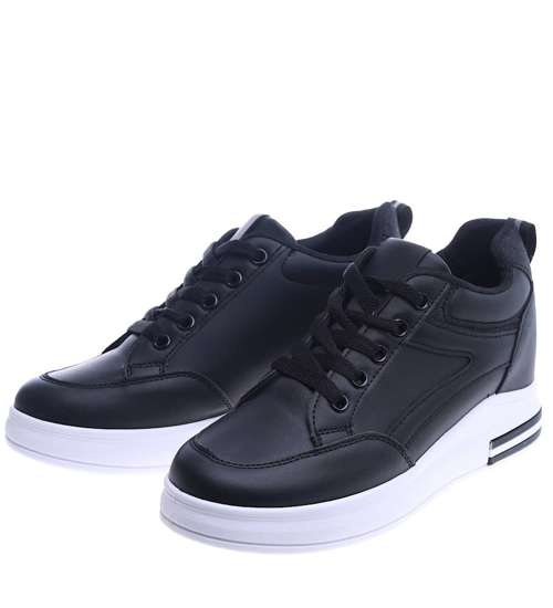 Czarne trampki sneakersy na koturnie /E8-1 13963 T405/