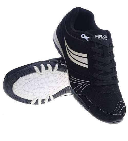Czarne damskie buty sportowe z zamszu /E8-3 14000 S244/