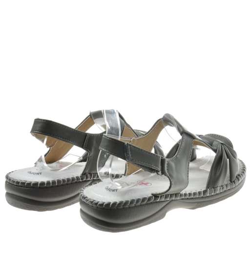 Komfortowe sandały damskie z rzepami Szare /B2-2 8213 S204/