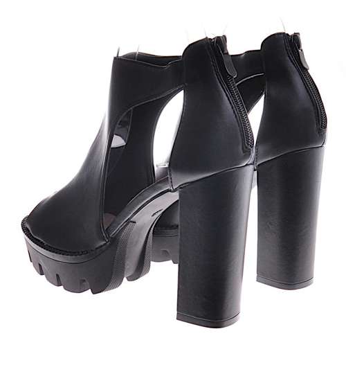 Rockowe czarne sandały na platformie /F5-2 12122 T390/