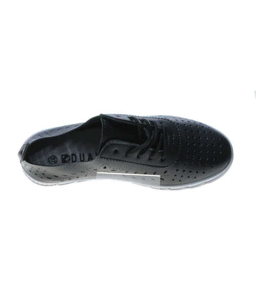 Obuwie na lato - ażurowe buty sportowe CZARNE /X1-3 5182 S192/