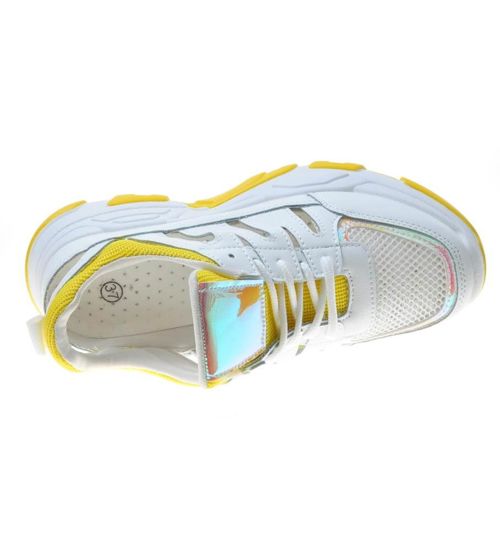 Sportowe buty damskie z wycięciami Yellow /D5-3 6126 S298/