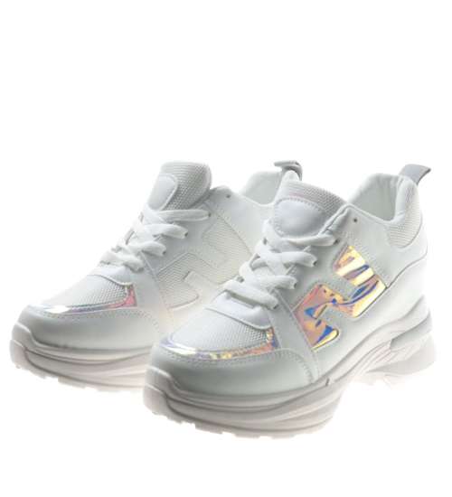 Białe buty sportowe sneakersy na koturnie /A6-2 7954 S314/
