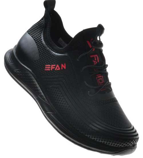 Czarne sportowe buty z czerwonym logo /B4-2 9070 S311/