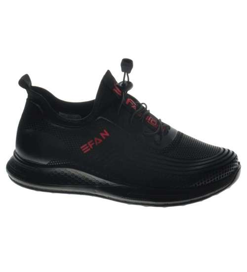 Czarne sportowe buty z czerwonym logo /B4-2 9070 S311/