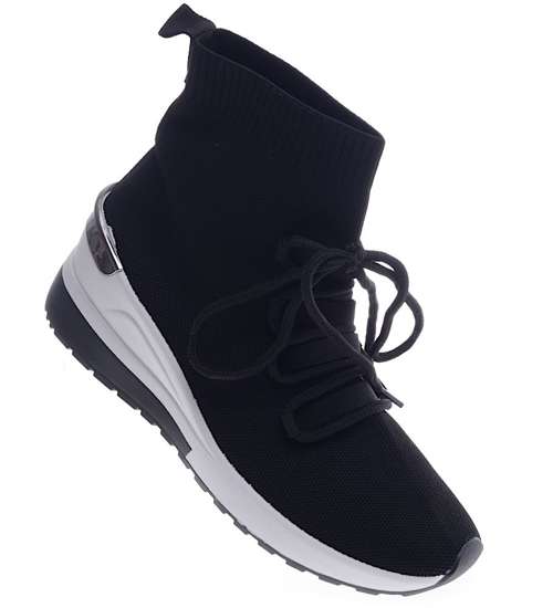 Czarne trampki sneakersy na koturnie /D7-3 13152 T3/