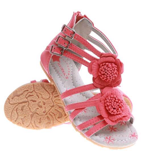 Arbuzowe sandały dziewczęce z suwakiem /F6-2 16312 T195/