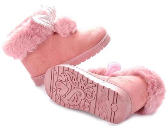 Buty dziecięce- Ocieplane kozaczki z pomponami Różowe /D8-3 1168 s411/