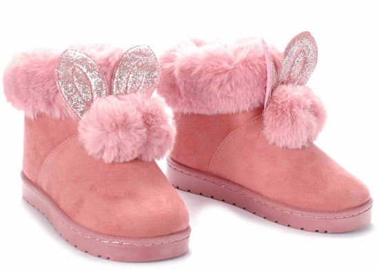 Buty dziecięce- Ocieplane kozaczki z pomponami Różowe /D8-3 1168 s411/