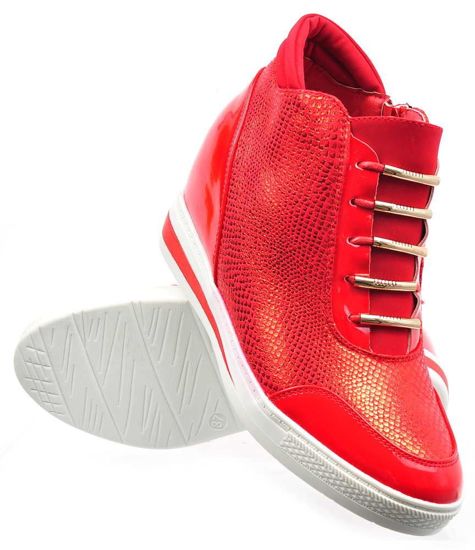Czerwone trampki sneakersy na koturnie /E2-2 2397 S213/
