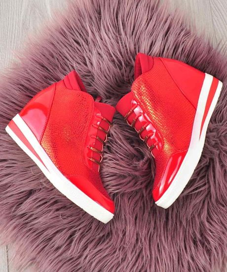 Czerwone trampki sneakersy na koturnie /E2-2 2397 S213/