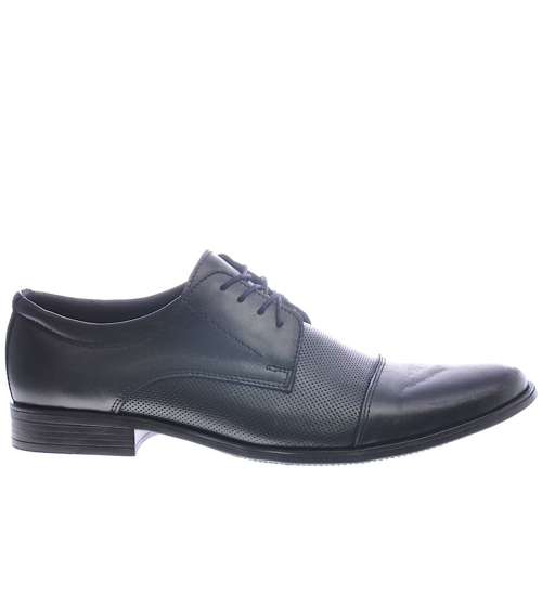 Eleganckie męskie pantofle ze skóry naturalnej Czarne /H2 12621 D896/