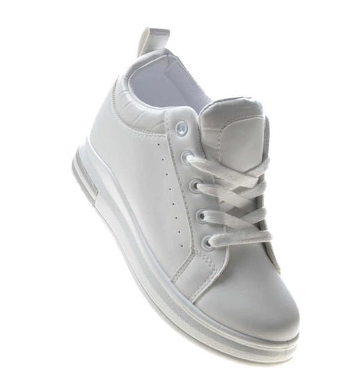 DAMSKIE sneakersy na średnim koturnie WHITE   /G7-3 4945 S391/
