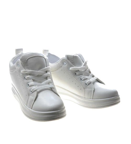 DAMSKIE sneakersy na średnim koturnie WHITE   /G7-3 4945 S391/