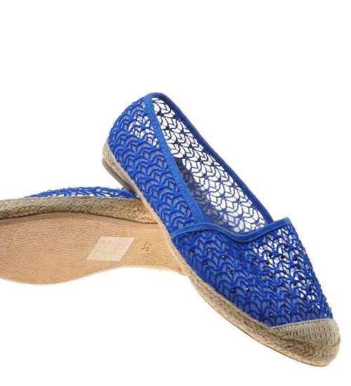 Koronkowe niebieskie espadryle- buty na lato /G9-1 8842 S192/ 