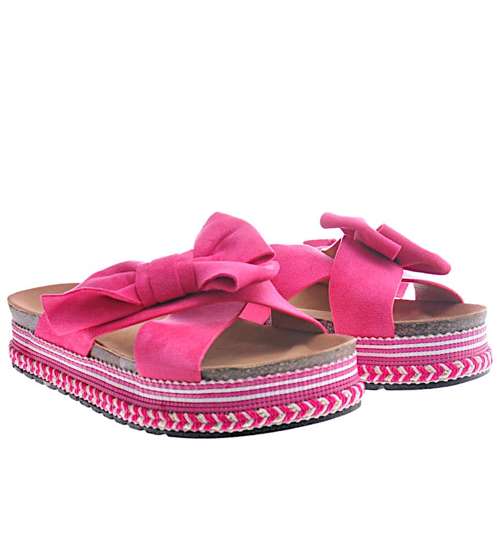  Damskie klapki na lato Fuchsia /C3-3 11037 T498/