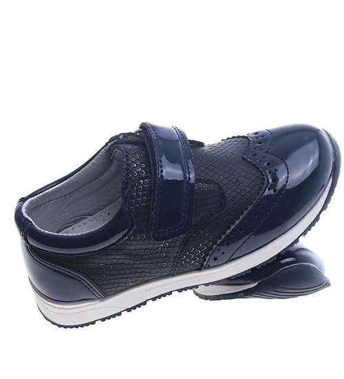 Granatowe buty chłopięce na rzep /B5-1 13332 T192/