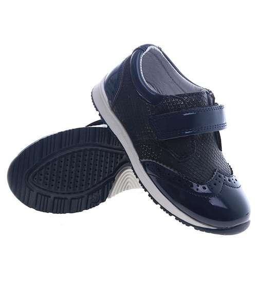 Granatowe buty chłopięce na rzep /B5-1 13332 T192/