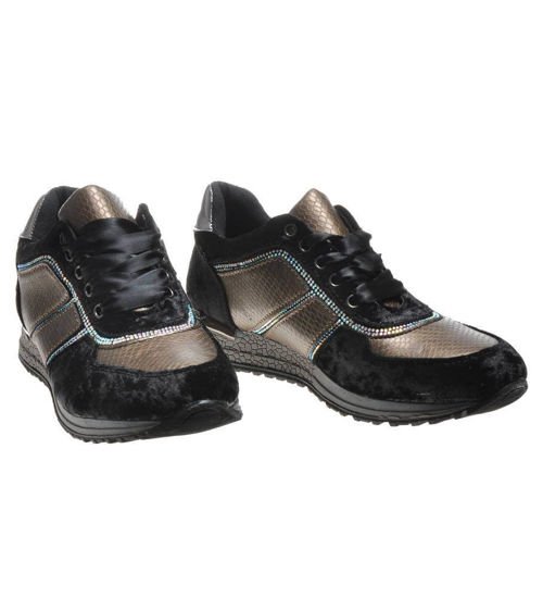 Sportowe damskie buty z dżetami Czarne /A6-3 4585 GA174/