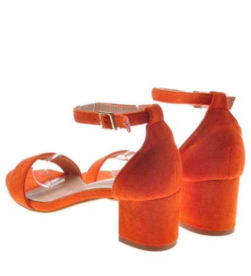 Pomarańczowe sandały na niiskim obcasie /D5-3 9090 S195/