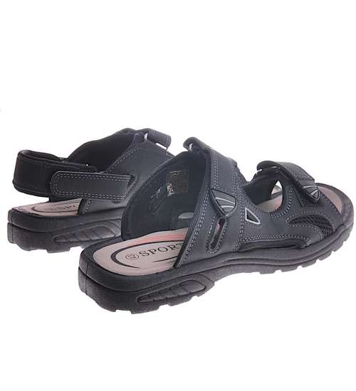 Casualowe męskie czarne sandały /A6-3 11811 T279/