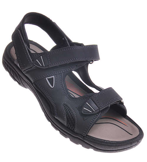 Casualowe męskie czarne sandały /A6-3 11811 T279/