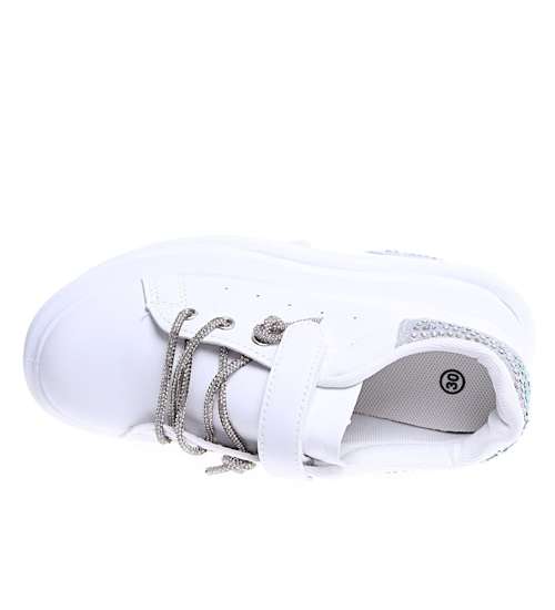 Białe dziewczęce sneakersy na platformie /A7-2 14751 T513/