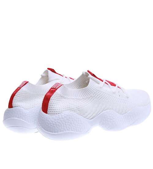 Lekkie sznurowane białe buty sportowe damskie /A2-2 15740  T184/