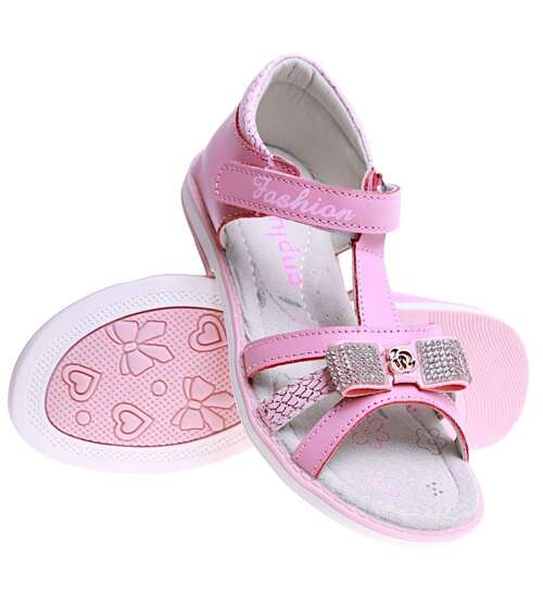 Różowe sandały dziewczęce na rzep /C5-3 16020  T186/